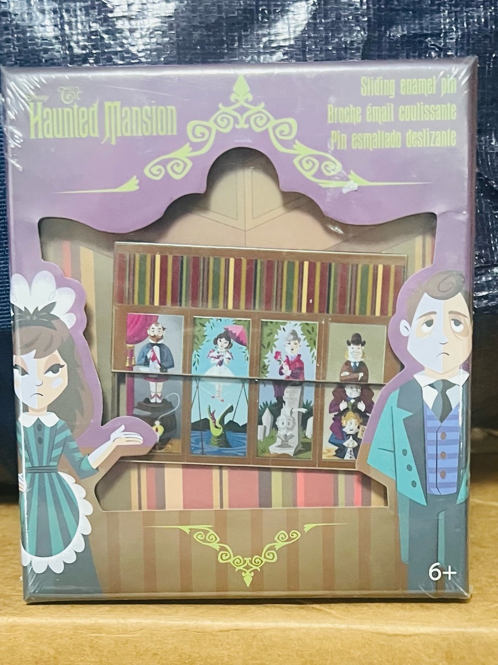 Disney Haunted Mansion Stretching Portraits Loungefly Sliding Enamel Pin LE